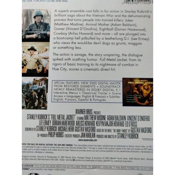 Full Metal Jacket DVD 1987 Stanley Kubrick F Digitally Restored  Vietnam - Picture 8 of 9